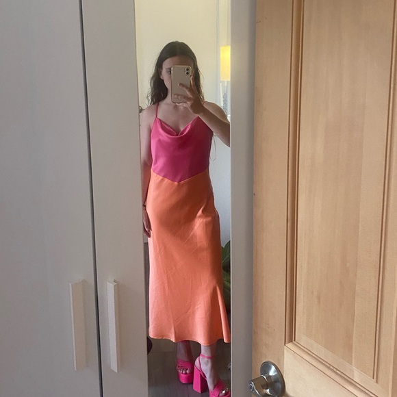 Satin midi dress - Picture 1 of 5